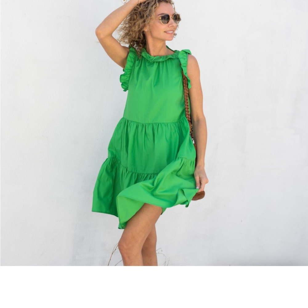 Felicite Apparel Ruffle Neck Dress